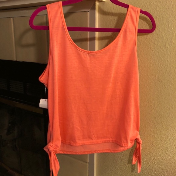 Coral Orange Crop Top - Picture 2 of 3